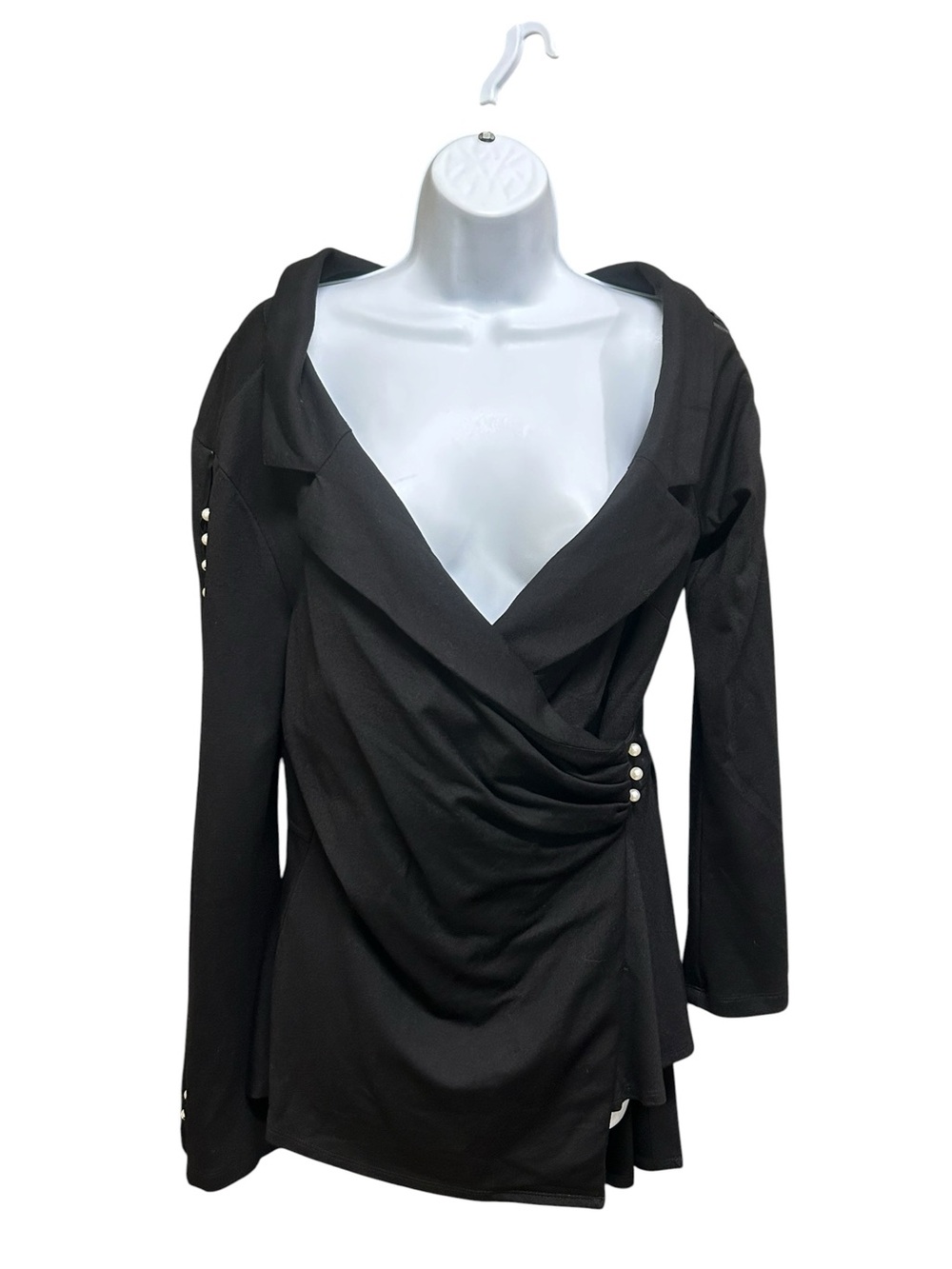 Venus Black Pearlized Button Blazer Jacket Size L